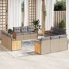 vidaXL 12 Piece Garden Sofa Set with Cushions Beige Poly Rattan