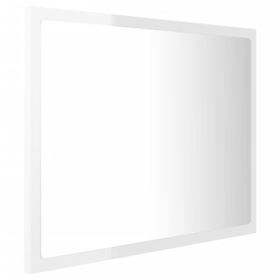 vidaXL LED Bathroom Mirror High Gloss White 60x8.5x37 cm Acrylic