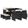 vidaXL 9 Piece Garden Dining Set with Cushions Black Poly Rattan