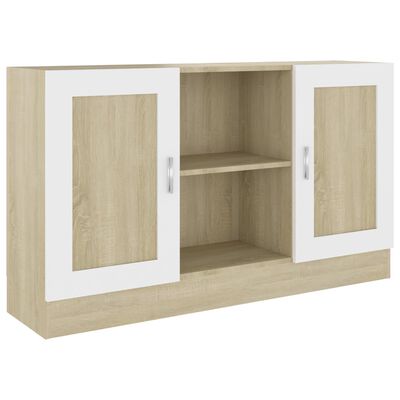 vidaXL Sideboard White and Sonoma Oak 120x30.5x70 cm Engineered Wood