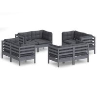 vidaXL 8 Piece Garden Lounge Set with Anthracite Cushions Pinewood