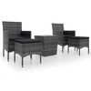 vidaXL 5 Piece Garden Bistro Set Poly Rattan and Tempered Glass Grey