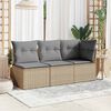 vidaXL Garden Sofa with Cushions 3-Seater Beige Poly Rattan