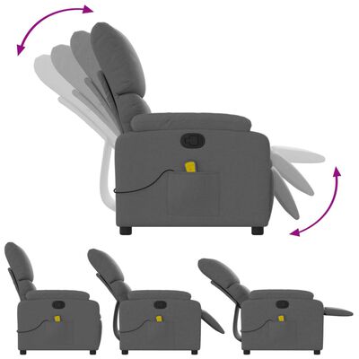 vidaXL Massage Recliner Chair Dark Grey Fabric