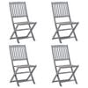 vidaXL 5 Piece Garden Dining Set Solid Acacia Wood Grey