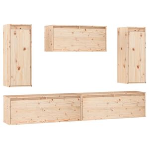 vidaXL TV Cabinets 5 pcs Solid Wood Pine