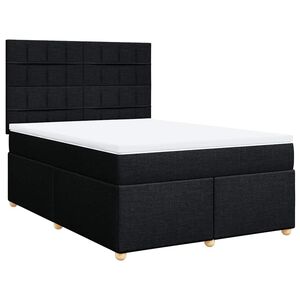 vidaXL Box Spring Bed with Mattress Black Queen Fabric