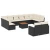 vidaXL 13 Piece Garden Sofa Set with Cushions Black Poly Rattan