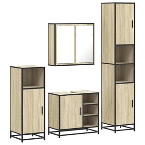 vidaXL 4 Piece Bathroom Furniture Set Sonoma Oak Engineered Wood