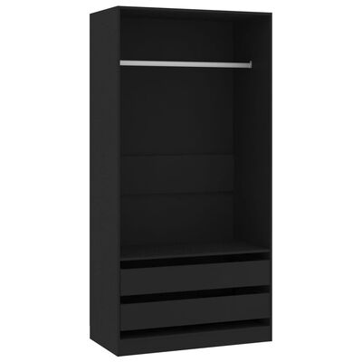 vidaXL Wardrobe Black 100x50x200 cm Engineered Wood