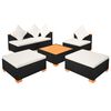 vidaXL 6 Piece Garden Lounge Set with Cushions Poly Rattan Black