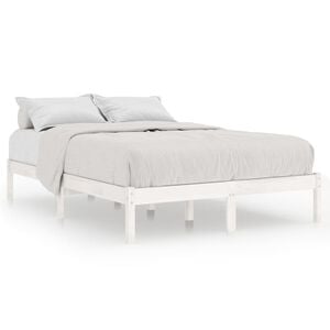 vidaXL Bed Frame without Mattress White Solid Wood Double