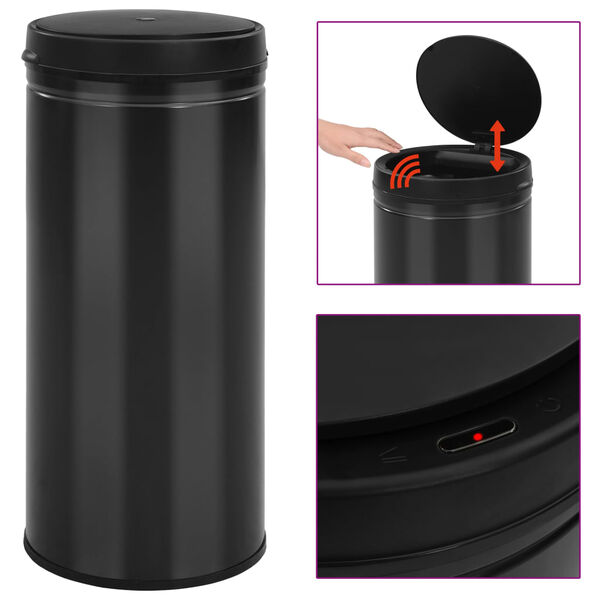 vidaXL Automatic Sensor Dustbin 80 L Carbon Steel Black