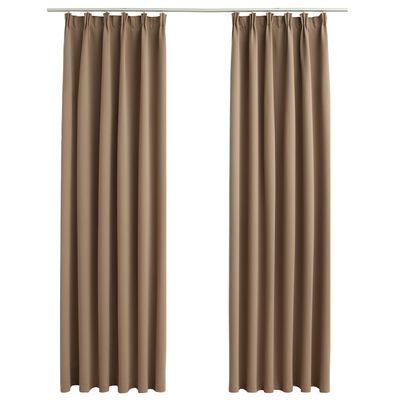 vidaXL Blackout Curtains with Hooks 2 pcs Taupe 140x245 cm