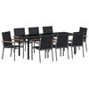 vidaXL Garden Dining Set 9 pcs Black Powder-coated Steel
