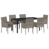 vidaXL Garden Dining Set 7 pcs Grey Poly Rattan