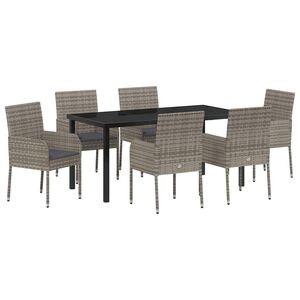 vidaXL Garden Dining Set 7 pcs Grey Poly Rattan