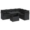 vidaXL 7 Piece Garden Sofa Set with Cushions Black Poly Rattan