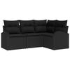 vidaXL Garden Sofa Set 4 pcs Black Poly Rattan