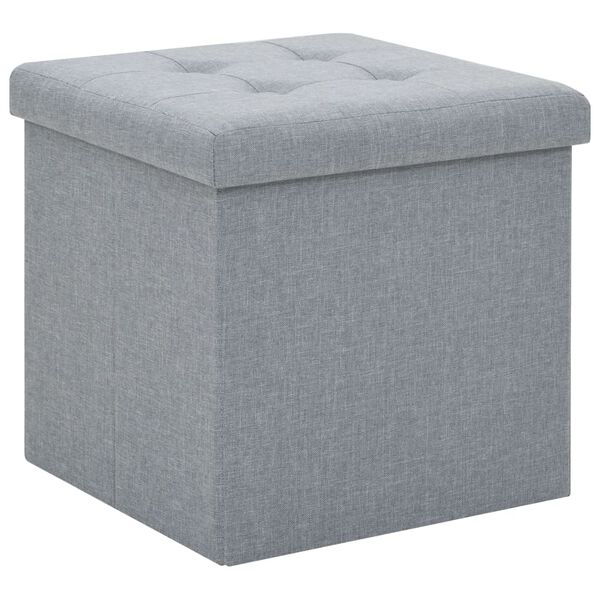 vidaXL Folding Storage Stool Light Grey Faux Linen