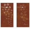 vidaXL Garden Wall Decorations 2pcs 105x55cm Corten Steel Flower Design