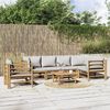 vidaXL 7 Piece Garden Lounge Set with Light Grey Cushions Bamboo