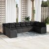 vidaXL Garden Sofa Set with Storage 10 pcs Black Poly Rattan