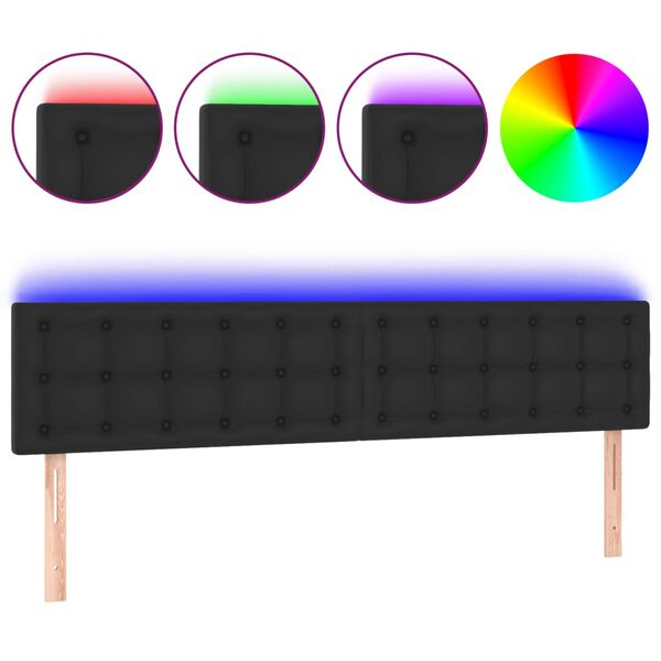 vidaXL LED Headboard Black 200 cm Faux Leather