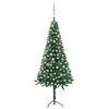 vidaXL Corner Artificial Christmas Tree LEDs&Ball Set Green 180 cm PVC