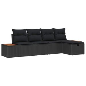vidaXL Garden Sofa Set 6 pcs Black Poly Rattan