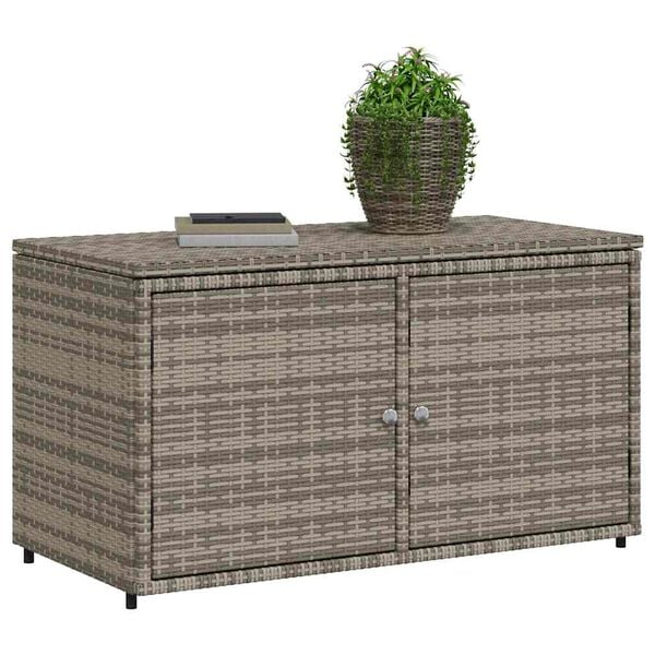 vidaXL Garden Storage Cabinet Grey 110x55x60.5 cm Poly Rattan