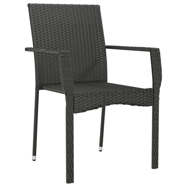vidaXL Garden Chairs with Cushions 4 pcs Poly Rattan Black