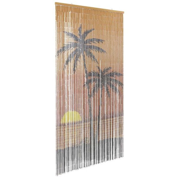 vidaXL Insect Door Curtain Palm Tree Print 100x220 cm Bamboo