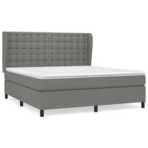 vidaXL Box Spring Bed with Mattress Dark Grey 153x203 cm Queen Size Fabric