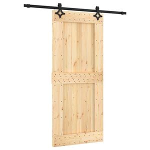 vidaXL Sliding Door Natural and Black 90 x 210 cm Solid Pine Wood