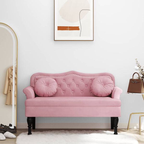vidaXL Bench with Cushions Pink 120.5x65x75 cm Velvet
