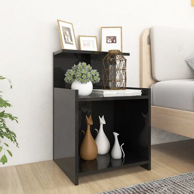 vidaXL Bed Cabinet High Gloss Black 40x35x60 cm Engineered Wood