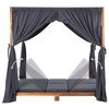 vidaXL Double Sun Lounger with Curtains & Cushions Solid Acacia Wood