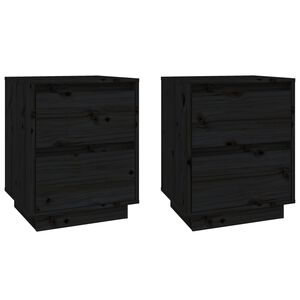 vidaXL Bedside Cabinet | Set of 2 | Black | Solid pinewood | Medium | Durable