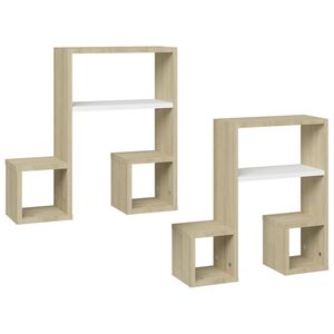 vidaXL Wall Shelf | Set of 2 | White | Engineered wood | Medium | Stylish Design
