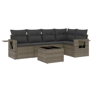 vidaXL 6 Piece Garden Sofa Set with Cushions Grey Poly Rattan