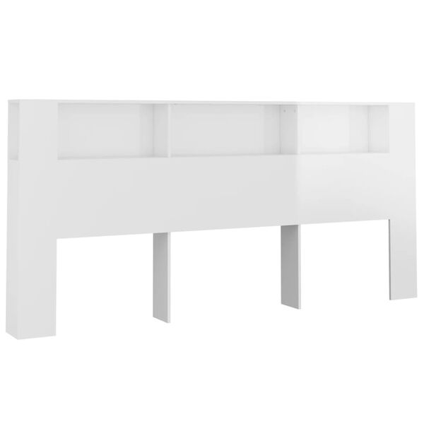 vidaXL Headboard Cabinet High Gloss White 220x18.5x104.5 cm