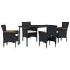 vidaXL Garden Dining Set 5 pcs Black Poly Rattan