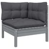 vidaXL 5 Piece Garden Lounge Set with Cushions Grey Pinewood