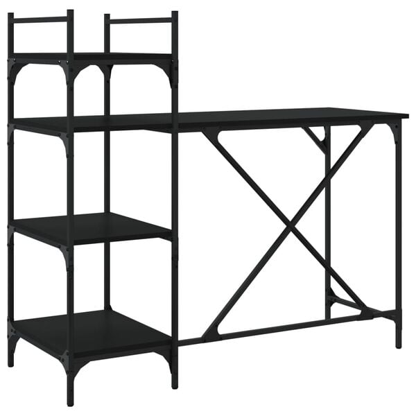 vidaXL Computer Desk with Shelves Black 120x47x109 cm