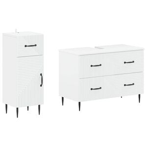 vidaXL 2 Piece Bathroom Cabinet Set HAARLEM White Engineered Wood