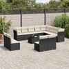 vidaXL 13 Piece Garden Sofa Set with Cushions Black Poly Rattan