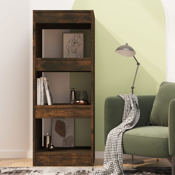 vidaXL Book Cabinet/Room Divider Smoked Oak 40x30x103 cm Engineered Wood