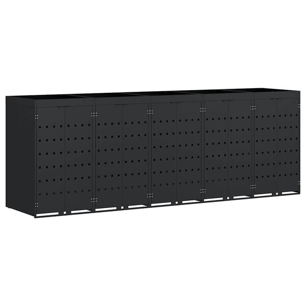 vidaXL Wheelie Bin Storage for 5 Bins Black 340 x 77.5 x 121.5 cm