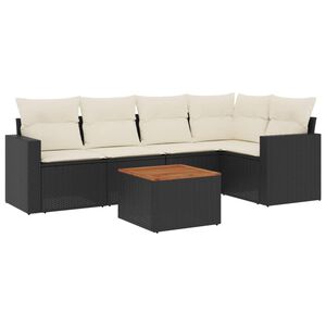 vidaXL 6 Piece Garden Sofa Set with Cushions Black Poly Rattan